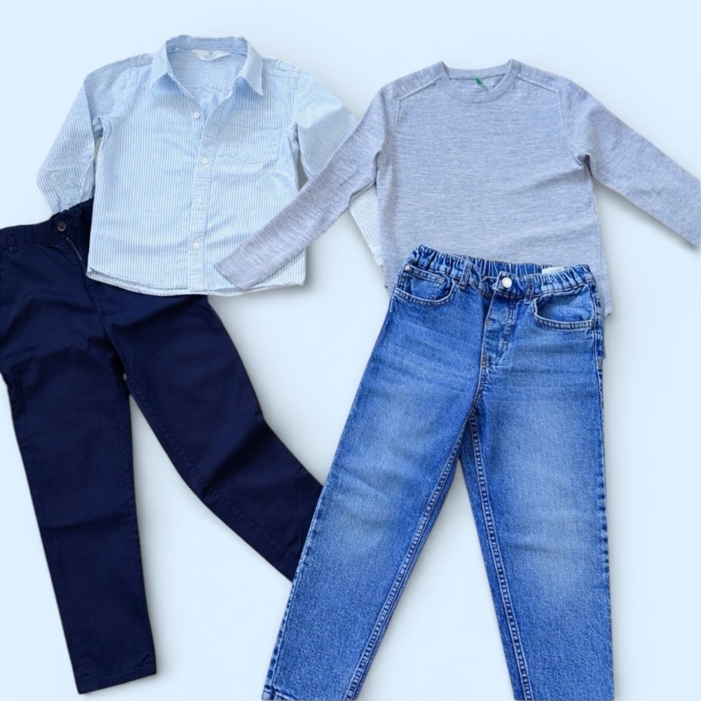 H&M Blue Jeans with White and Light Blue Shirts